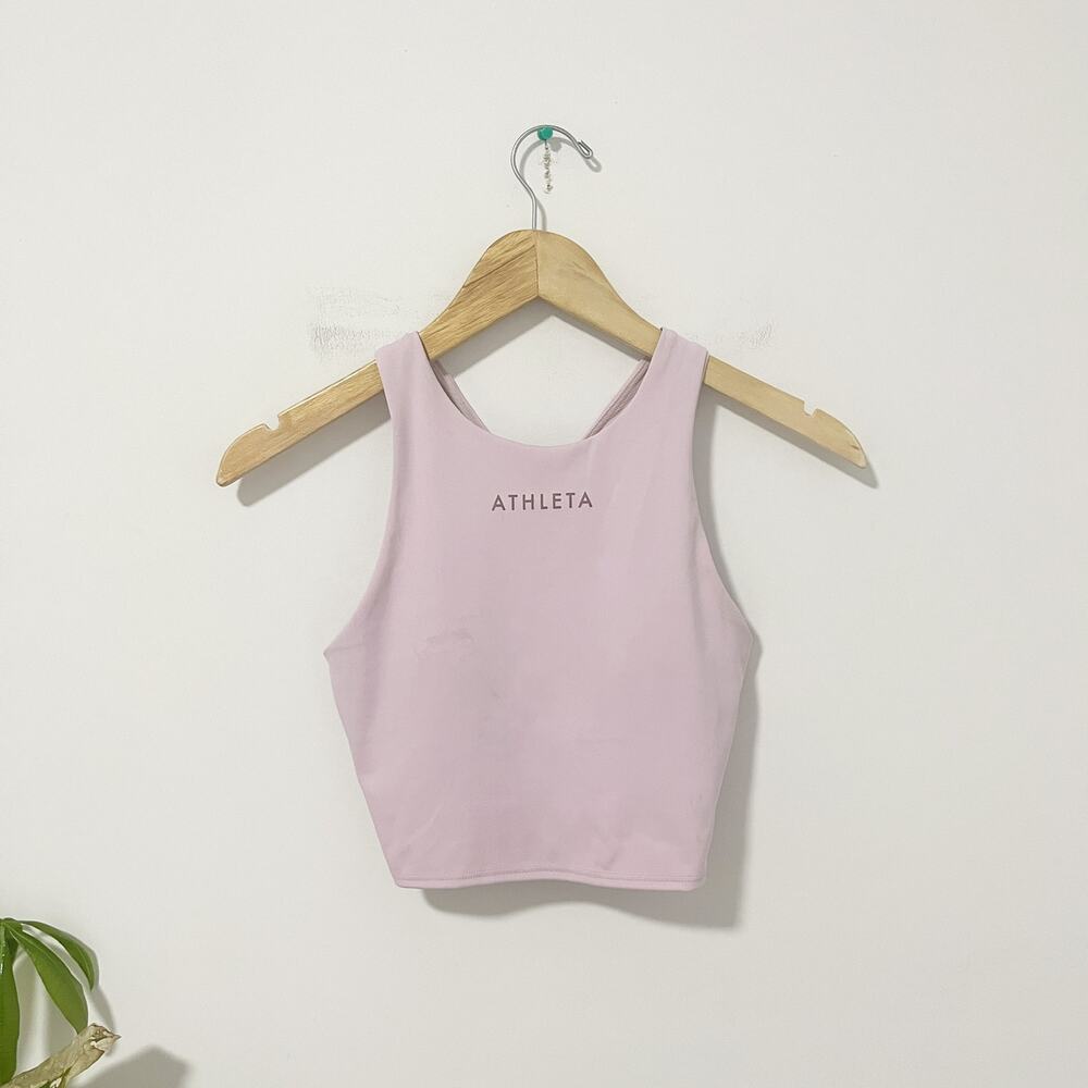 Athleta Purple High Neck Logo Workout Tank Size XS